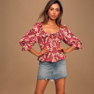Free People Sweet Memories Floral Blouse Small